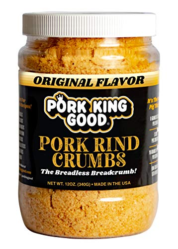 Book Cover Pork King Good Low Carb Keto Diet Pork Rind Breadcrumbs! Perfect For Ketogenic, Paleo, Gluten-Free, Sugar Free and Bariatric Diets (Original) (Original, 12 Oz Jar)
