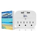 Cruise & Sea Strip No Surge Protector with USB Outlets - Cruise Essentials Ship Approved Travel Wall Tap - Bonus Ebook Included, White (XG)