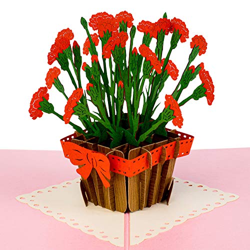 Paper Love Pop Up Card, Carnation Flower Card, 3D Popup Romantic Greeting Cards, For Valentine's Day, Mother's Day, Wedding, Anniversary, Birthday, Romance