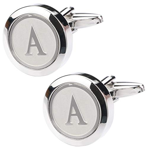 Dannyshi Mens Classic Stainless Steel Initial Cufflinks 26 Alphabet Initial Letter Cufflinks Business Wedding Shirts A-Z