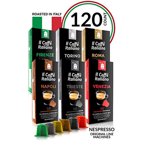 Il Café Italiano Coffee | Capsules Compatible with Nespresso OriginalLine | Certified Genuine Tour D'Italia Variety Pack | 120 Espresso Pods | Roasted in Messina, Italy | Happiness Guaranteed