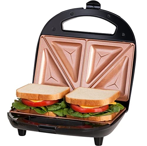 Gotham Steel Nonstick Sandwich Maker, 2in1 Panini Press Sandwich Maker, Breakfast Sandwich Maker, Grilled Cheese Maker, Sandwich Press Grill Makes 2 Sandwiches with Easy Cut Edges and Indicator Light