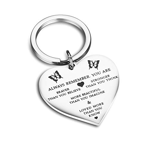 Udobuy Stainless Steel Pendant Always Remember You are Braver Than You Believe Inspirational Letters Engraved Charm Necklace (Heart)
