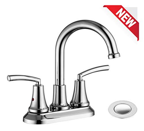RKF Swivel Spout Two-handle Centerset bathroom faucet Lavatory faucet with pop-up drain with overflow,Chrome Polished,BF023-CP