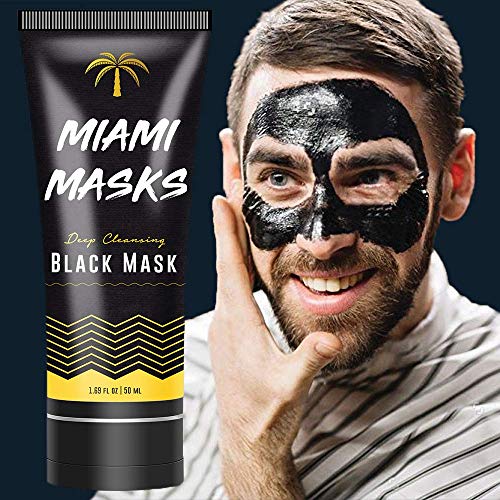 Bamboo Charcoal Peel Off Face Mask (1.69 fl. oz) - Anti-Acne Pore Minimizer and Blackhead Remover Facial Mask for Men - Suitable For All Skin Types - Deep Cleansing and Purifying Mask for Men and Women by Miami Masks