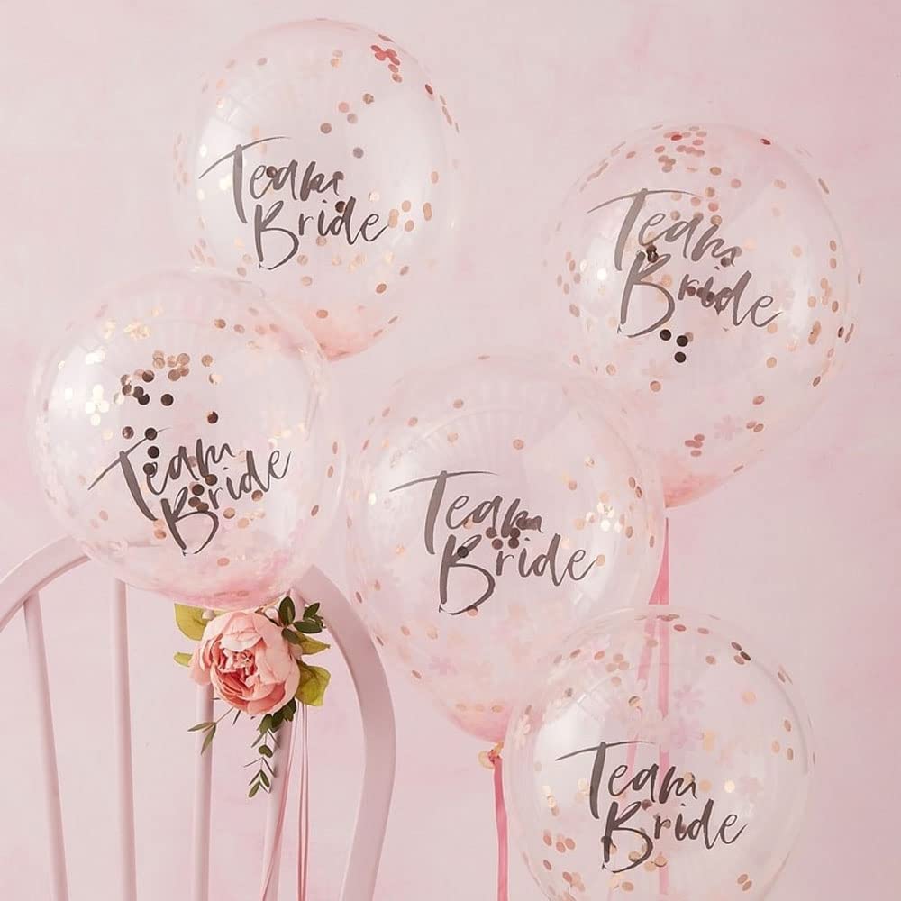 Ginger Ray Floral Bachelorette Party Confetti Filled Decorative Balloons Pink 5 Pack