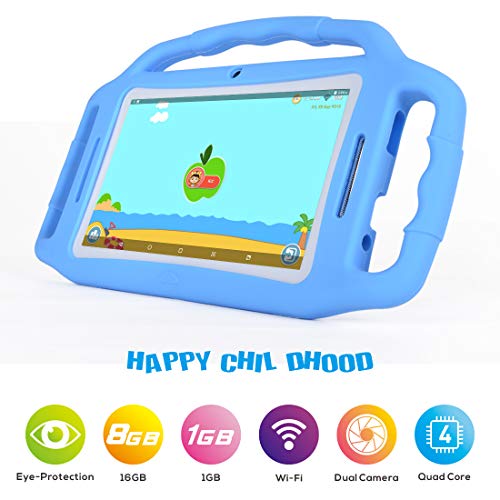 BENEVE Tablets for Kids,Andriod 7.1 Edition Tablet with 1GB RAM 8GB ROM and WiFi,Kids Software iWawa Pre-Installed. (Light Blue)