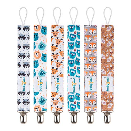 Book Cover Babygoal Pacifier Clips, 6 Pack Pacifier Holder for Boys and Girls Fits Most Pacifier Styles &Teething Toys and Baby Shower Gift 6MP18