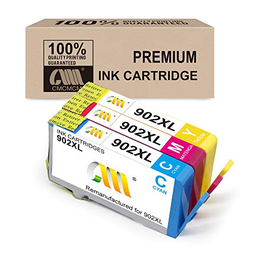 CMCMCM Color Remanufactured Ink Cartridge Replacement for HP 902XL 902 XL Work for OfficeJet Pro 6978 6962 6968 6975 6960 6970 6950 6954 6979 6951 Printer (Cyan, Magenta, Yellow)