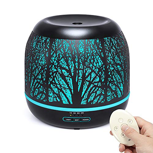 Diffusers for Essential Oils Large Room with Remote Control, Bligli 500ml Aromatherapy Diffuser Air Humidifiers for Home Office Kitchen Nursery Room, 7 Changing Colors and Unique Candle Light Mode