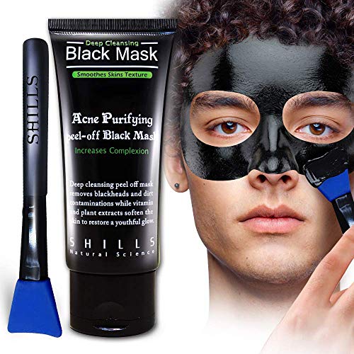Book Cover SHILLS Black Mask for Men, Black Mask Purifying Peel Off Mask, Charcoal Mask, Blackhead Removal Mask, Peel Off Mask, Charcoal Mask and a Brush Set