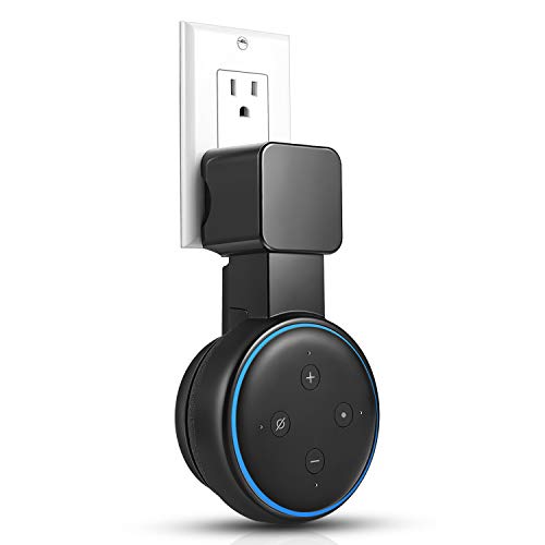 Feiyen Outlet Wall Mount Hanger Holder Stand Only for Dot 3rd Gen & Mi AI [No Muffled Sound, Built-in Cable Management. Exposed Speaker Grill and Mics]. Bracket Case Plug for Voice Assistant(Black)