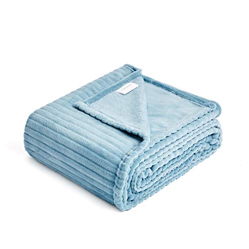 FFLMYUHUL I U Fuzzy Throw Blanket with Super Soft and Warm Throw Flannel Blanket Light Blue