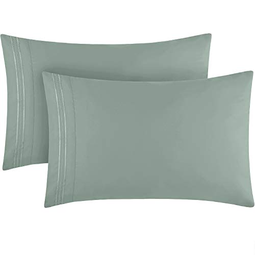 Mellanni King Size Pillow Cases 2 Pack - Pillow Covers - Pillow Protector - Hotel Luxury 1800 Bedding Sheets & Cooling Pillowcases - Wrinkle, Fade, Stain Resistant (Set of 2 King Size, Spa Blue)