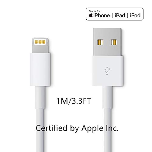 Apple iPhone/iPad Charger Cord Lightning to USB Cable[Apple MFi Certified] Compatible iPhone Xs, Xs Max, XR,X,8,7,6,6 Plus, SE, 5s,5c,5,iPad Mini/Air/Pro Original Certified (1M/3.3FT)