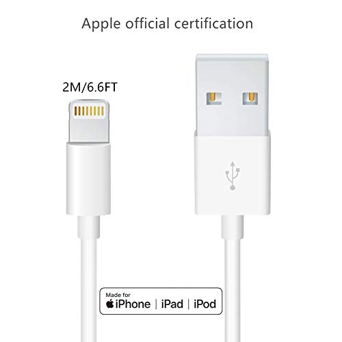 Book Cover Apple iPhone/iPad Charger Cord Lightning to USB Cable[Apple MFi Certified] Compatible iPhone Xs, Xs Max, XR,X,8,7,6,6 Plus, SE, 5s,5c,5,iPad Mini/Air/Pro Original Certified (2M/6.6FT)