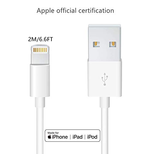 Apple iPhone/iPad Charger Cord Lightning to USB Cable[Apple MFi Certified] Compatible iPhone Xs, Xs Max, XR,X,8,7,6,6 Plus, SE, 5s,5c,5,iPad Mini/Air/Pro Original Certified (2M/6.6FT)