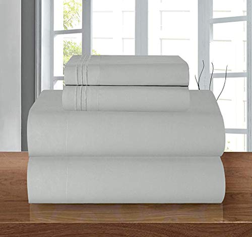 Elegant Comfort Bedding Set, Deep Pocket up to 16inch Microfiber Silver Grey Queen