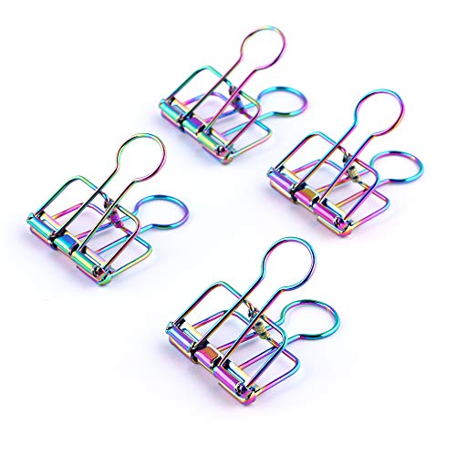Eagle Binder Clips, Wire Clips, Hollow Paper Clips, Fancy Rainbow Colors, for Files, Documents, Tickets, Office and School Supplies, Pack of 8(Hollow Out)