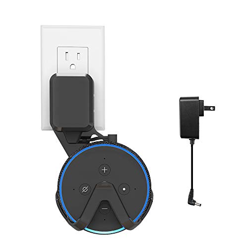 Book Cover BonFook Outlet Wall Mount Hanger Holder for All-New Echo Dot (3rd Gen) Smart Home Voice Assistants,Space-Saving Accessories with Original Adapter and Cable Included (Black)