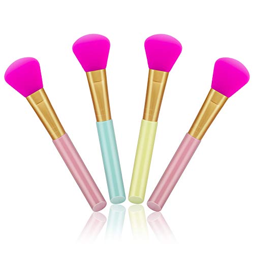 Cuttte 4pcs Silicone Face Mask Brushes, Flexible Facial Mud Mask Applicator Brush, Hairless Moisturizers Applicator Tools, Soft Face Mask Applicator for Mud, Clay, Charcoal Mixed Mask (Purple)