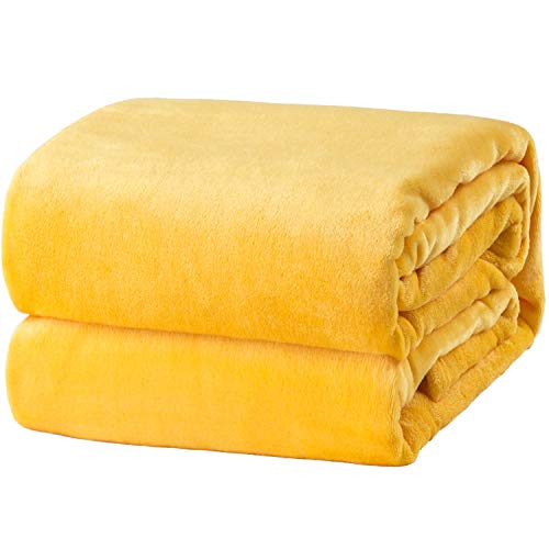 Book Cover Bedsure Fleece Blanket King Size Gold Yellow Lightweight Super Soft Cozy Luxury Bed Blanket Microfiber