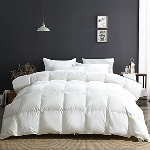 Book Cover APSMILE King Size Luxury 100% Organic Cotton All Season Goose Feathers Down Comforter 750 Fill Power Medium Warmth Duvet Insert, (106x90, Ivory White)