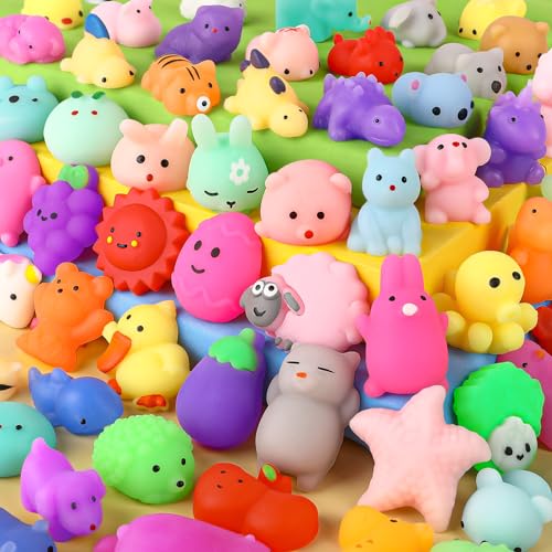MOMOTOYS 32 Packs Easter Eggs Mochi Squishy Toys Easter Basket Stuffers Fillers Kawaii Animal Squishy Mini Squishies Surprise Easter Eggs Hunt Games Kids Boys Girls Birthday Gifts Party Favors
