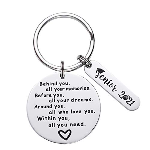 Book Cover LParkin College Graduation Gifts 2021 Behind You All Your Memories Birthday Keychain Inspirational Graduates Key Chains