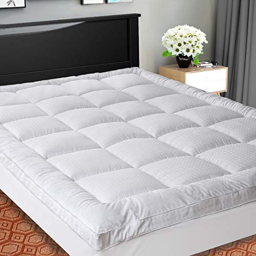 SOPAT Extra Thick Mattress Topper (Calking),Cooling Mattress Pad Cover,Pillow Top Construction (8-21Inch Deep Pocket),Double Border,Down Alternative Fill,Breathable