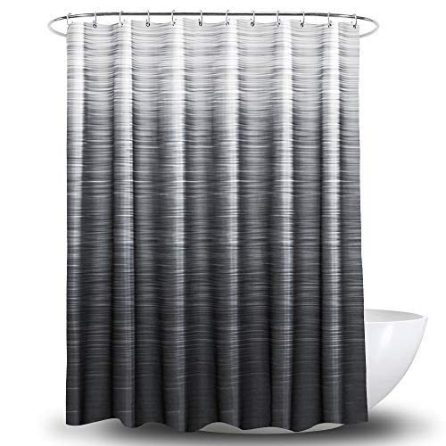 Book Cover Yostev Shower Curtain with Hooks,Water Proof,Mildew Resistant,No Chemical Odor,Reinforced Metal Grommets 72x72 inches,(Black Shadow)