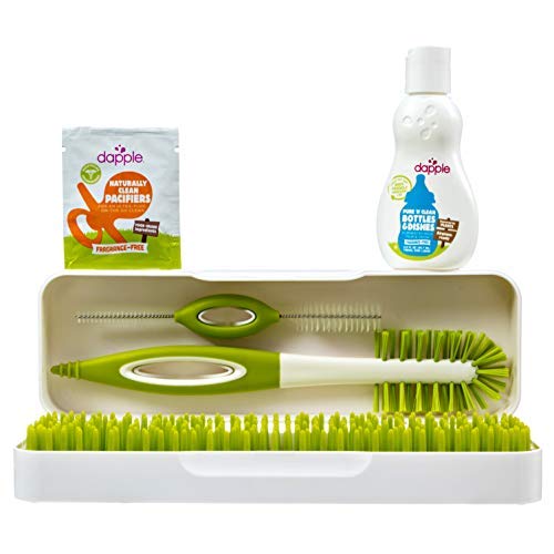 Boon TRIP Travel Drying Rack, Dapple Travel Size Bottle & Dish Liquid, Dapple Food Wipe Bundle (3 Items)