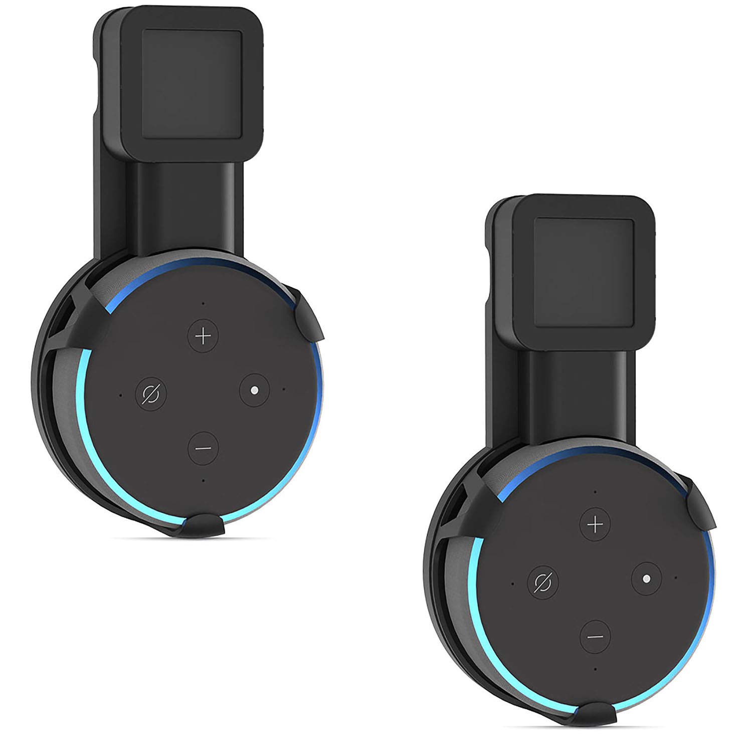 WALI Outlet Wall Mount, Holder Stand for Echo Dot 3rd Gen, Smart Home Speakers Plug Mount for Alexa with Cable Management, (AMM002-2B), 2 Pack, Black Black 2 Pack