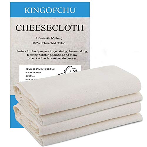 Cheesecloth for Straining Cooking Grade 90 45 Square Feet(5 Yards) Food Filter 100% Unbleached Cotton Fabric Fine Mesh Cheesecloth Nut Milk Bags Food Strainer Hallowmas Decorations