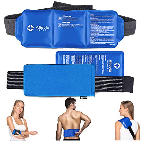 Ice Packs for Injuries Reusable (Includes 2 Different Packs) Hot Cold Pack Gel Compress for Pain Relief Therapy - 14?x6? & 11?x5? - Alievia Health, Large Wrap Elbow, Back, Shoulder, Knee, Ankle, Neck