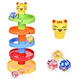 Book Cover FUN LITTLE TOYS Cat Ball Drop Toys for Baby and Toddler, Learning Tower, Drop and Go Ramp Toys, Baby Activity Center Educational Toys