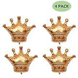 4 Pack Crown Balloons, Foil Helium Balloons Fit for Birthday Wedding Party Decoration, 31.1 x 25.6 inch (Inflatable)