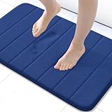 Buganda Memory Foam Bath Mat, 24" x 16", Ultra Soft and Non-Slip Bathroom Rugs, Water Absorbent and Machine Washable Bath Rug for Bathroom, Shower, and Tub, Navy Blue