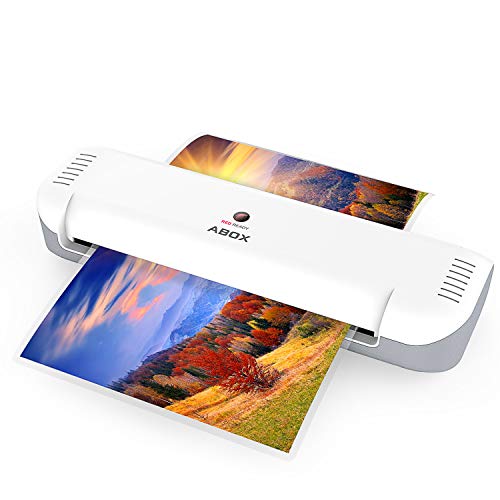 Book Cover ABOX A4 Laminator Machine, Portable Thermal Laminating Machine OL141 with 12 Pouches, Fast Warm-up & No Bubbles, for Home/Office/School