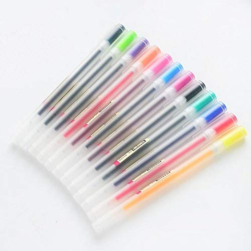 MUJI Style Gel Pens [0.5mm] 12 Colors Pack by Naughty