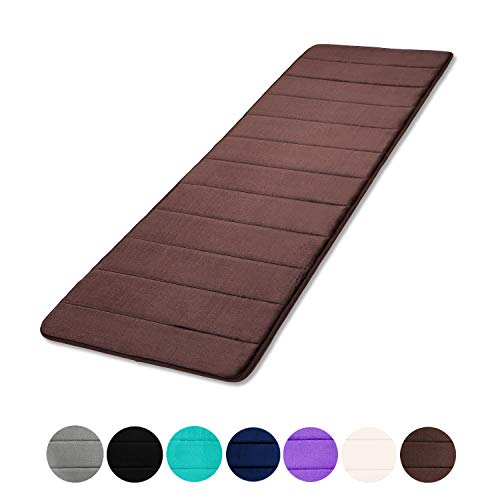 Buganda Memory Foam Soft Bath Mats - Non Slip Absorbent Bathroom Rugs Rubber Back Runner Mat for Kitchen Bathroom Floors 16"x47", Coffee