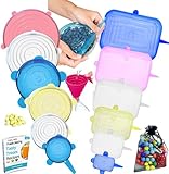 Silicone Stretch Lids 14pcs, Reusable Durable Food Storage Covers for Bowls, 6 Different Sizes to Meet Most Containers, Dishwasher & Freezer Safe