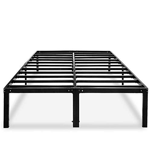 Book Cover King Platform Bed Frame with Storage 14 Inch Metal Beds Frames No Box Spring Needed Heavy Duty Black, HAAGEEP-A