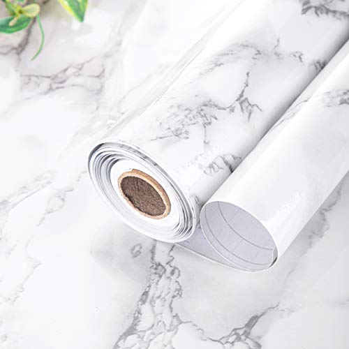 Huangchao inc Marble Paper 16 x 78.7inch Granite Gray Contact Wallpaper Roll Kitchen countertop Cabinet Furniture Upgrades Self Adhesive Paper Cover with Thick Waterproof Peel