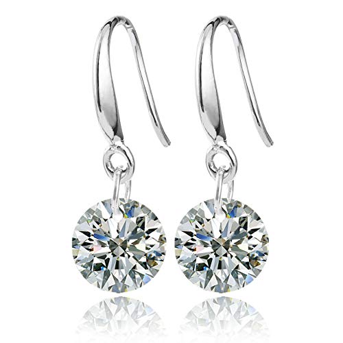 JLI MAY Princess Earrings, Cushion Cut Simulated Diamond Earrings, 2019 Classic Size for Woman (White)