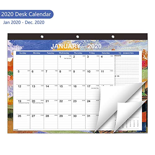 MONYES Desk Calendar October 2019 - December 2020, 16.8"x11.5" Large Monthly Wall Calendar, 15 Months Academic Desktop Calendar Planner