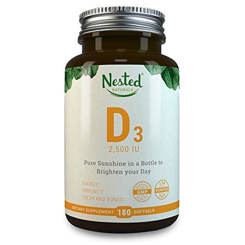 Book Cover VITAMIN D3 2500 IU | 180 Premium Quality Vegetarian Softgels | Pure Daily D Vitamins Supplement for Men & Women | Made With Ethically Sourced Lanolin | 100% Non GMO, Gluten, Soy Free Supplement