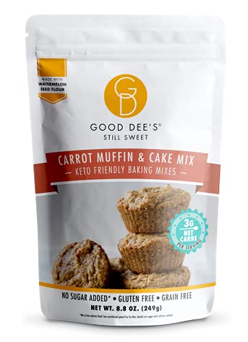 Book Cover Good Deeâ€™s Carrot Muffin & Cake Baking Mix - Low Carb Keto Baking Mix (3g Net Carbs Per Serving) | Sugar-Free, Gluten-Free, Grain-Free & Dairy-Free | Diabetic, Atkins & Weight Watchers Friendly