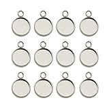 50pcs Fit 12mm Stainless Steel Round Blank Bezel Pendant Trays Base Cabochon Settings Trays Pendant Blanks for Jewelry Making DIY Findings (10162-12mm)