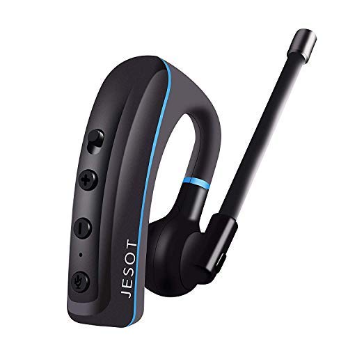 Bluetooth Headset V4.1, Bluetooth Earpiece with Noise Cancelling Mic for Business/Office/Driving, Compatible with iPhone, Android and Smartphones (Black+ Blue) by JESOT